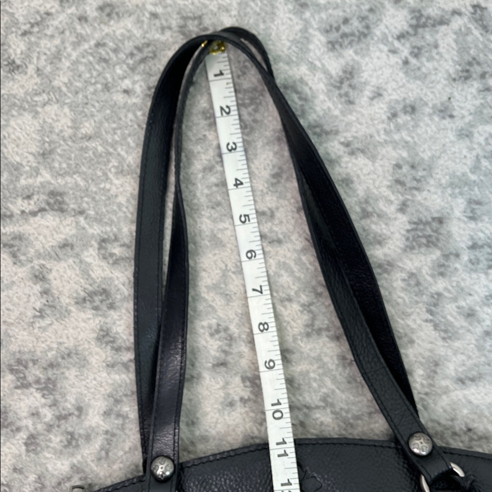 PATRICIA NASH POPPY TOTE BLACK LEATHER LEAF PATTERN TASSEL 3 COMPARTMENTS - Picture 11 of 17